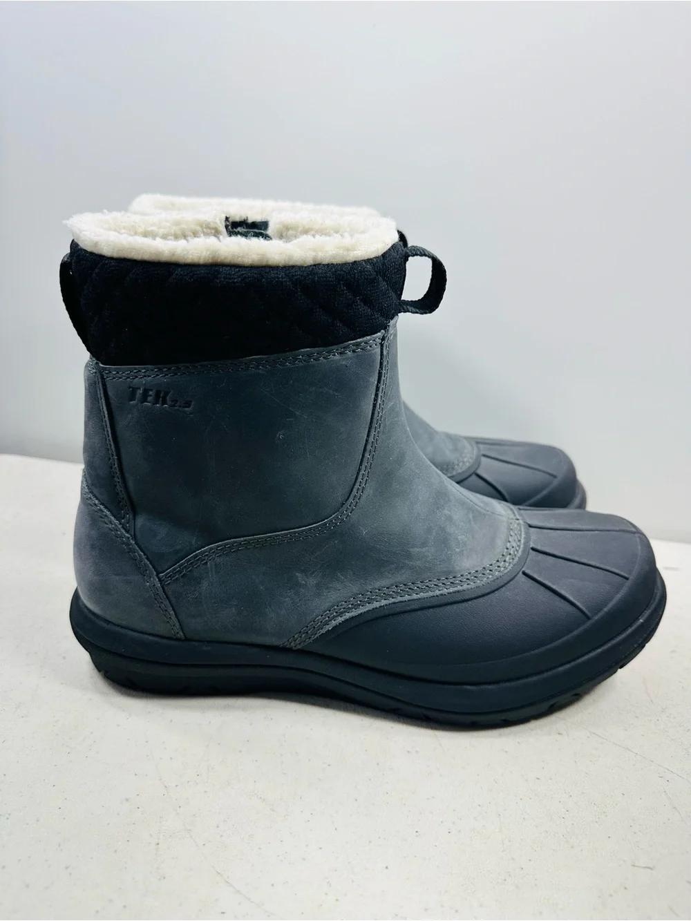 TEK L.L Bean  Winter Ankle Boots in Gray with Sherpa Collar